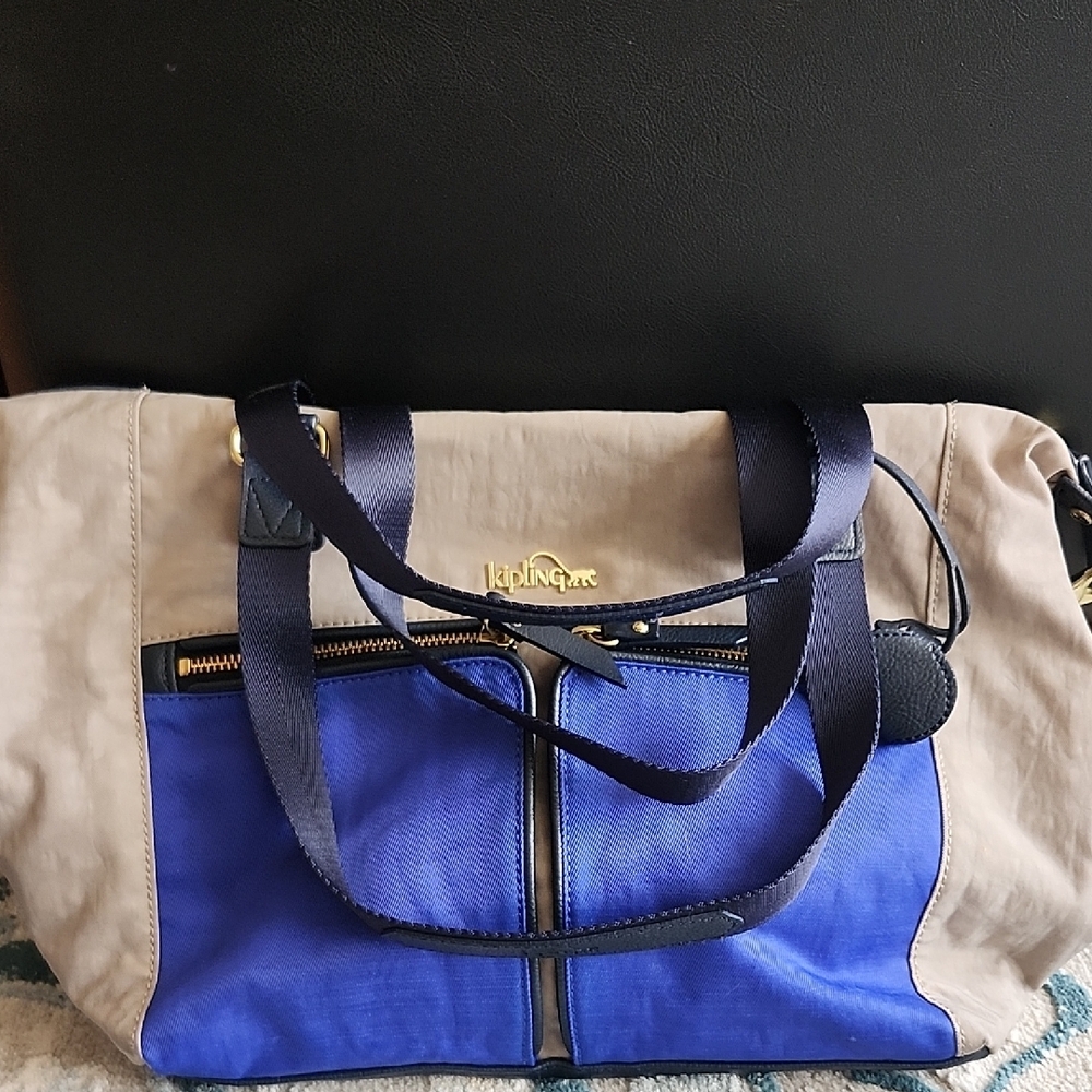 Kipling Blue and Tan Shoulder Bag with Modern Design